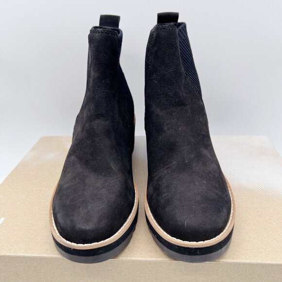 Eileen Fisher Lilou Wedge Ankle Boots Chelsea Booties Black Nubuck Womens US 6.5 - Picture 4 of 11